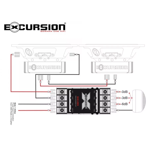 Excursion SHX-5C dB  2-drożny samochodowy zestaw głośnikowy: 4 woofery 130mm, 2 tweetery 25mm, 4 zwrotnice - 1.5ohm, 150/300W, 94dB, 45-21000Hz, głęb.
